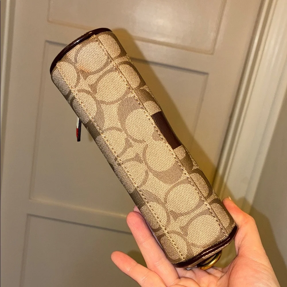 NEW Y2K VINTAGE Coach SIGNATURE HERITAGE STRIPE MAKEUP BAG COSMETICS TOILETRY